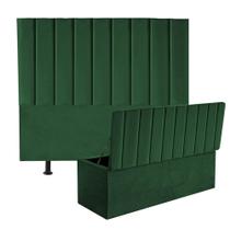 Kit Cabeceira e Calçadeira Baú King 195cm Carla Suede Verde - D A DECOR