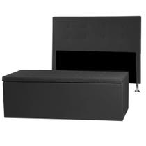 Kit Cabeceira e Calçadeira Baú King 1,95m Berlim Material Sintético Preto SKY MOBILE Kit Cabeceira e Calçadeira Baú King 1,95m Berlim Material Sintético Preto SKY MOBILE