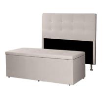 Kit Cabeceira e Calçadeira Baú King 1,95m Berlim Suede Bege SKY MOBILE Kit Cabeceira e Calçadeira Baú King 1,95m Berlim Suede Bege SKY MOBILE