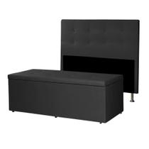 Kit Cabeceira e Calçadeira Baú King 1,95m Berlim Suede Preto SKY MOBILE Kit Cabeceira e Calçadeira Baú King 1,95m Berlim Suede Preto SKY MOBILE