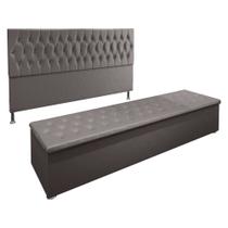 Kit Cabeceira e Calçadeira Baú King 1,95m Madrid Suede - Pallazio Kit Cabeceira e Calçadeira Baú King 1,95m Madrid Suede - Pallazio