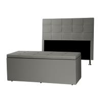 Kit Cabeceira e Calçadeira Baú King 1,95m Roma Corano Cinza - Pallazio Kit Cabeceira e Calçadeira Baú King 1,95m Roma Corano Cinza - Pallazio