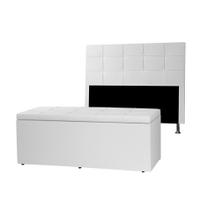 Kit Cabeceira e Calçadeira Baú King 1,95m Roma Material Sintético Branco SKY MOBILE Kit Cabeceira e Calçadeira Baú King 1,95m Roma Material Sintético Branco SKY MOBILE