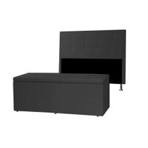 Kit Cabeceira e Calçadeira Baú King 1,95m Roma Material Sintético Preto SKY MOBILE Kit Cabeceira e Calçadeira Baú King 1,95m Roma Material Sintético Preto SKY MOBILE