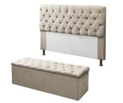 Kit Cabeceira e Calçadeira Baú Mirage Casal 140cm Kit Cabeceira e Calçadeira Baú Mirage Casal 140cm