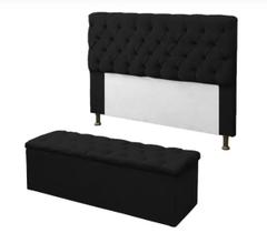 Kit Cabeceira e Calçadeira Baú Mirage Queen 160cm Renascer Decor