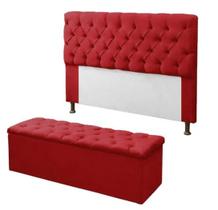 Kit Cabeceira e Calçadeira Baú Mirage Queen 160cm Renascer Decor