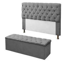 Kit Cabeceira e Calçadeira Baú Mirage Solteiro 120cm Renascer Decor
