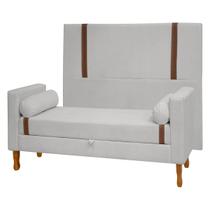 Kit Cabeceira e Calçadeira Baú para Cama Box Solteiro 90cm Pietro Bouclê - SOFA STORE