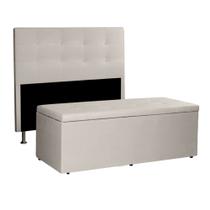 Kit Cabeceira e Calçadeira Baú Queen 1,60m Berlim Suede - Pallazio