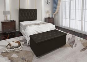 Kit Cabeceira e Calçadeira Baú Solteiro 0,90m Madrid Suede