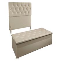 Kit Cabeceira e Calçadeira Baú Solteiro 0,90m Madrid Suede - Pallazio Kit Cabeceira e Calçadeira Baú Solteiro 0,90m Madrid Suede - Pallazio