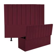 Kit Cabeceira e Calçadeira Baú Solteiro 100cm Carla Suede Bordo - D A DECOR