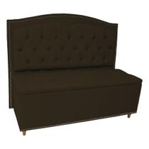 Kit Cabeceira e Calçadeira Com Baú 140 cm Casal Diana Suede Marrom - Fina Mobília Kit Cabeceira e Calçadeira Com Baú 140 cm Casal Diana Suede Marrom - Fina Mobília