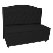 Kit Cabeceira e Calçadeira Com Baú 140 cm Casal Diana Suede Preto - Fina Mobília Kit Cabeceira e Calçadeira Com Baú 140 cm Casal Diana Suede Preto - Fina Mobília