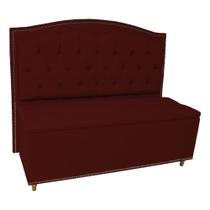 Kit Cabeceira e Calçadeira Com Baú 195 cm King Casal Diana Suede Bordo - Fina Mobília