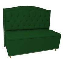 Kit Cabeceira e Calçadeira Com Baú 195 cm King Casal Diana Suede Verde - Fina Mobília