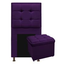 Kit Cabeceira e Calçadeira Copenhague 100 cm Solteiro Suede Roxo AM Decor