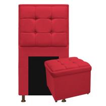 Kit Cabeceira e Calçadeira Copenhague 100 cm Solteiro Suede Vermelho - Doce Sonho Móveis