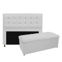 Kit Cabeceira e Calçadeira Copenhague 160 cm Queen Size Suede Branco - Doce Sonho Móveis