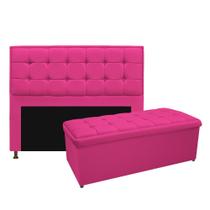Kit Cabeceira e Calçadeira Copenhague 160 cm Queen Size Suede Pink - Doce Sonho Móveis