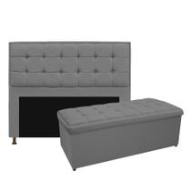 Kit Cabeceira e Calçadeira Copenhague 195 cm King Size Corano Cinza - ADJ Decor