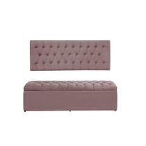 Kit Cabeceira e Calçadeira Imperatriz 138 cm Suede Rosê