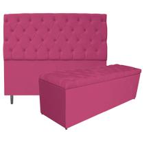 Kit Cabeceira e Calçadeira Liverpool 160 cm Queen Size Corano Pink - Doce Sonho Móveis