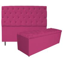 Kit Cabeceira e Calçadeira Liverpool 160 cm Queen Size Suede Pink - Doce Sonho Móveis