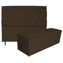 Kit Cabeceira e Calçadeira Liverpool 195 cm King Size Suede Marrom - ADJ Decor