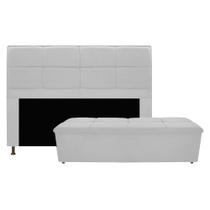 Kit Cabeceira e Calçadeira Munique 160 cm Queen Size Corano Branco - Doce Sonho Móveis