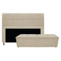 Kit Cabeceira e Calçadeira Munique 195 cm King Size Suede Bege - ADJ Decor