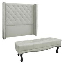 Kit Cabeceira e Calçadeira Recamier King 1,95m Vicenza Veludo - Pallazio