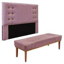 Kit Cabeceira e Calçadeira Recamier Queen 1,60m Gênova Veludo Lilás - Pallazio