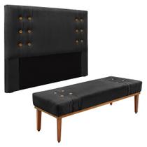 Kit Cabeceira e Calçadeira Recamier Queen 1,60m Gênova Veludo Preto - Pallazio Kit Cabeceira e Calçadeira Recamier Queen 1,60m Gênova Veludo Preto - Pallazio