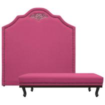 Kit Cabeceira e Calçadeira Solteiro Orlando P02 90 cm para cama Box Sintético Pink - Amarena Móveis