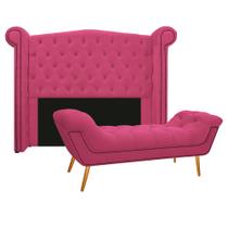 Kit Cabeceira e Calçadeira Veneza 160 cm Queen Size Corano Pink - Doce Sonho Móveis