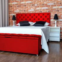 Kit Cabeceira e Recamier Luna Capitonê Baú King Cama Box Vermelho RBL