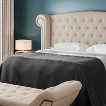 Kit Cabeceira e Recamier Quarto King 195 cm Tecido Sintético com Tachas Ursa/Cisne