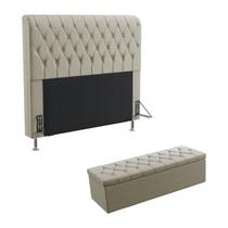 Kit Cabeceira Estofada Bellatrix 195 Para Cama King e Calçadeira Sagitarius Bege Aradecor Kit Cabeceira Estofada Bellatrix 195 Para Cama King e Calçadeira Sagitarius Bege Aradecor