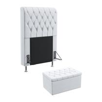 Kit Cabeceira Estofada Bellatrix 90 Para Cama de Solteiro e Calçadeira Sagitarius Couro Branco Aradecor Kit Cabeceira Estofada Bellatrix 90 Para Cama de Solteiro e Calçadeira Sagitarius Couro Branco Aradecor