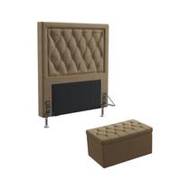 Kit Cabeceira Estofada Centaurus 90 Para Cama de Solteiro e Calçadeira Sagitarius Sued Capuccino Aradecor