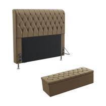 Kit Cabeceira Estofada Decorativa Bellatrix 195 Para Cama King e Calçadeira Sagitarius Sued Capuccino Aradecor Kit Cabeceira Estofada Decorativa Bellatrix 195 Para Cama King e Calçadeira Sagitarius Sued Capuccino Aradecor