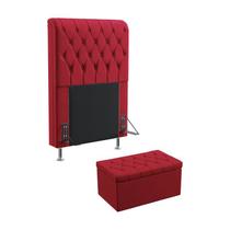 Kit Cabeceira Estofada Decorativa Bellatrix 90 Para Cama de Solteiro e Calçadeira Sagitarius Sued Vermelho Aradecor Kit Cabeceira Estofada Decorativa Bellatrix 90 Para Cama de Solteiro e Calçadeira Sagitarius Sued Vermelho Aradecor