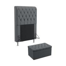 Kit Cabeceira Estofada Decorativa Cama Box Bellatrix 90 Cama de Solteiro e Calçadeira Sagitarius Sued Cinza Aradecor Kit Cabeceira Estofada Decorativa Cama Box Bellatrix 90 Cama de Solteiro e Calçadeira Sagitarius Sued Cinza Aradecor