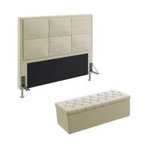 Kit Cabeceira Estofada Decorativa Para Cama Box Maia 160 Para Cama Queen e Calçadeira Sagitarius Sued Bege Aradecor Kit Cabeceira Estofada Decorativa Para Cama Box Maia 160 Para Cama Queen e Calçadeira Sagitarius Sued Bege Aradecor