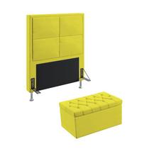 Kit Cabeceira Estofada Decorativa Para Cama Box Maia 90 Cama de Solteiro e Calçadeira Sagitarius Sued Amarelo Aradecor Kit Cabeceira Estofada Decorativa Para Cama Box Maia 90 Cama de Solteiro e Calçadeira Sagitarius Sued Amarelo Aradecor