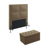 Kit Cabeceira Estofada Decorativa Para Cama Box Maia 90 Cama de Solteiro e Calçadeira Sagitarius Sued Capuccino Aradecor Kit Cabeceira Estofada Decorativa Para Cama Box Maia 90 Cama de Solteiro e Calçadeira Sagitarius Sued Capuccino Aradecor