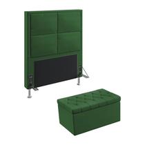 Kit Cabeceira Estofada Decorativa Para Cama Box Maia 90 e Calçadeira Sagitarius Sued Verde Aradecor Kit Cabeceira Estofada Decorativa Para Cama Box Maia 90 e Calçadeira Sagitarius Sued Verde Aradecor