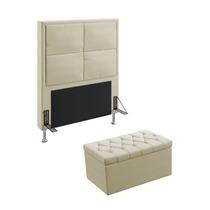 Kit Cabeceira Estofada Decorativa Para Cama Box Maia 90 Para Cama de Solteiro e Calçadeira Sagitarius Sued Bege Aradecor Kit Cabeceira Estofada Decorativa Para Cama Box Maia 90 Para Cama de Solteiro e Calçadeira Sagitarius Sued Bege Aradecor